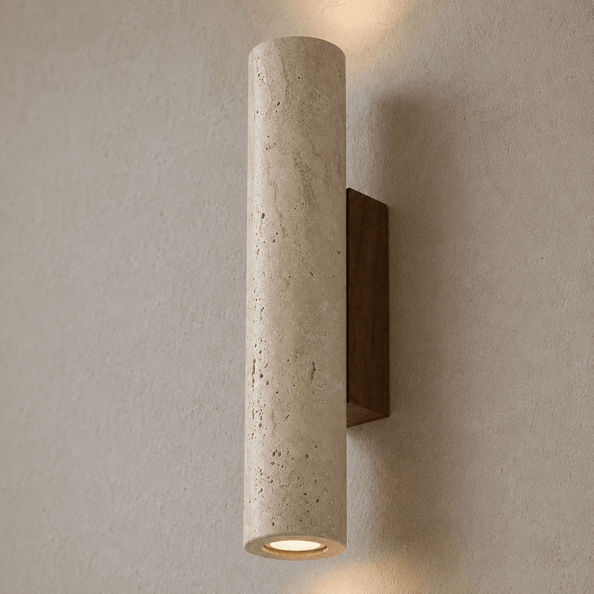 Norven Living Maren Yellow Travertine & Wood Wall Light