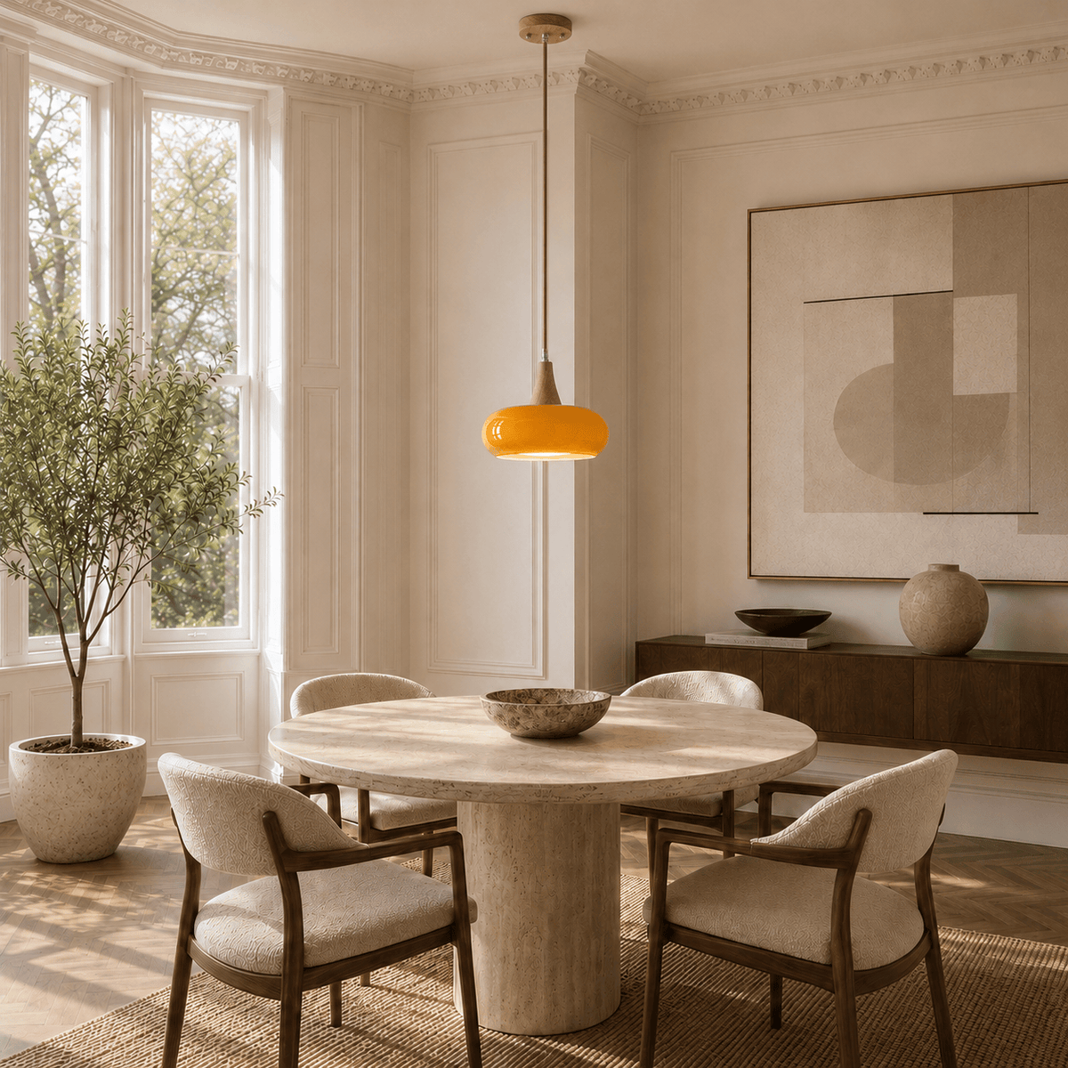 Norven Living Marlow Glass & Wood Pendant Light