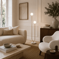 Norven Living Milky White Glass Floor Lamp With Marble Base
