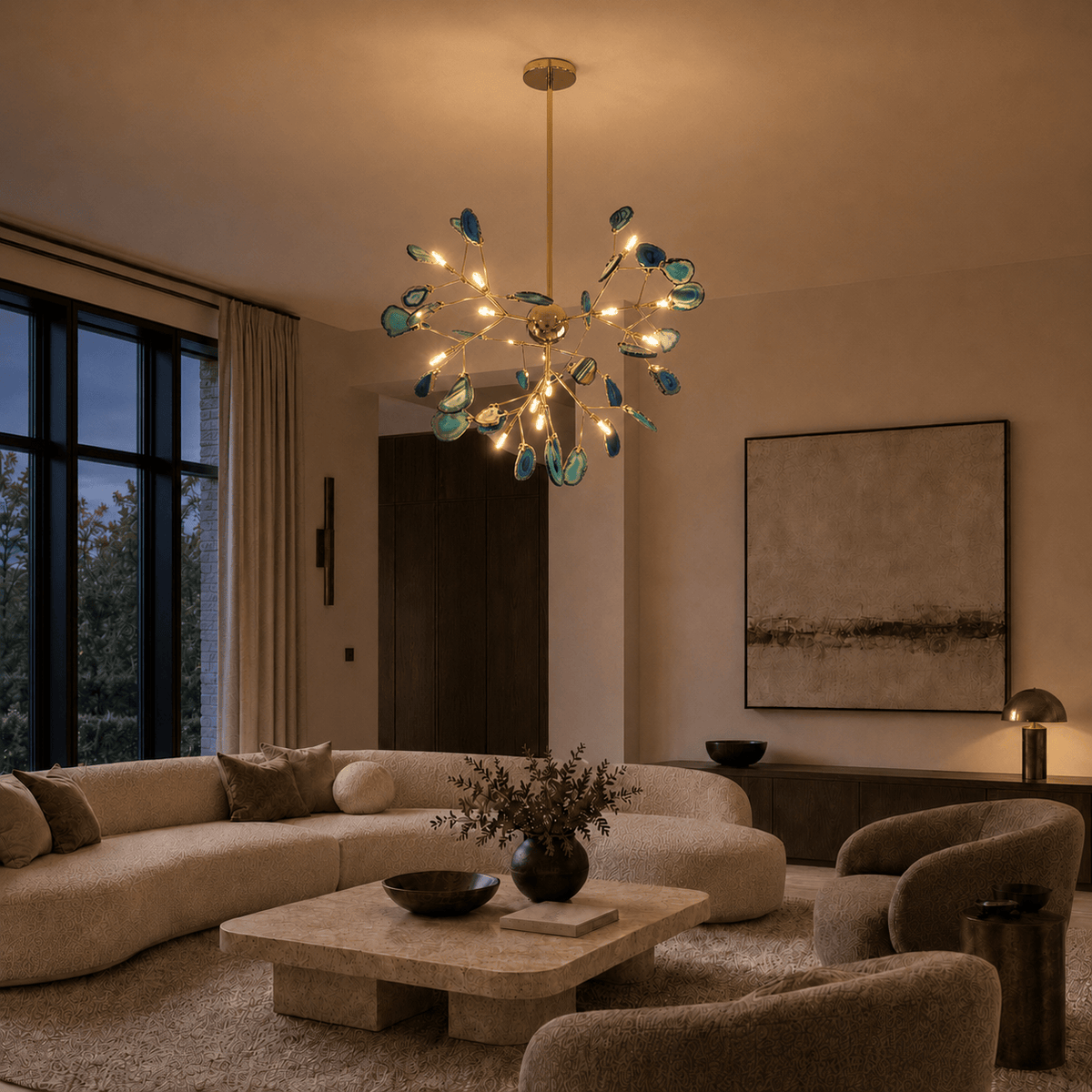 Norven Living Modern Chandelier Lighting Agate Tree Branch