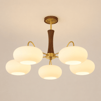 Norven Living Modern Copper Chandelier Walnut Wood