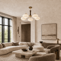 Norven Living Modern Copper Chandelier Walnut Wood