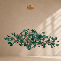Norven Living Modern Ginkgo Leaf Chandelier – Brown, Green & Blue