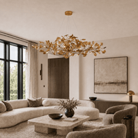 Norven Living Modern Ginkgo Leaf Chandelier – Brown, Green & Blue