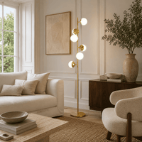 Norven Living Multi-Light Floor Lamp Glass Globe Gold
