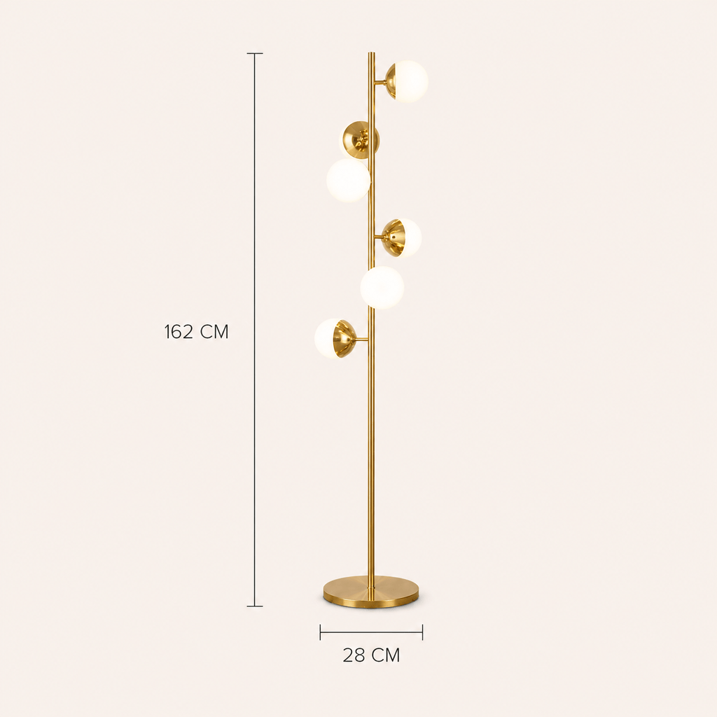 Norven Living Multi-Light Floor Lamp Glass Globe Gold