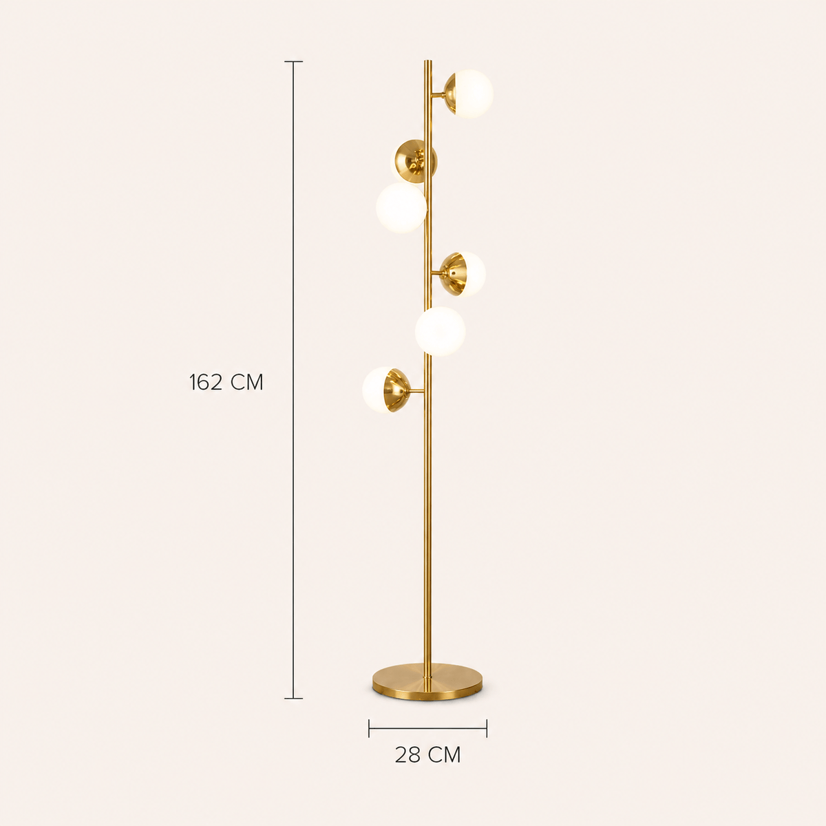 Norven Living Multi-Light Floor Lamp Glass Globe Gold
