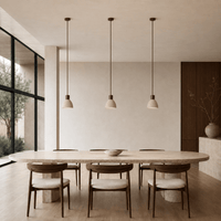 Norven Living Orin Rounded Travertine & Oak Pendant Light