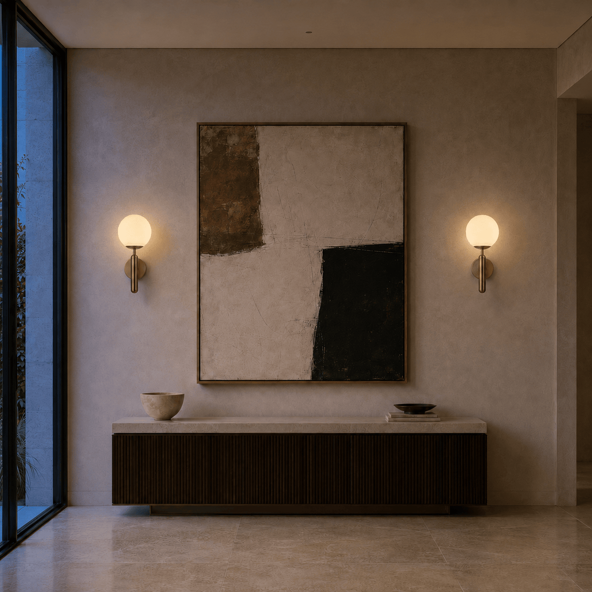 Norven Living Orla Frosted Globe Wall Light – 35 cm