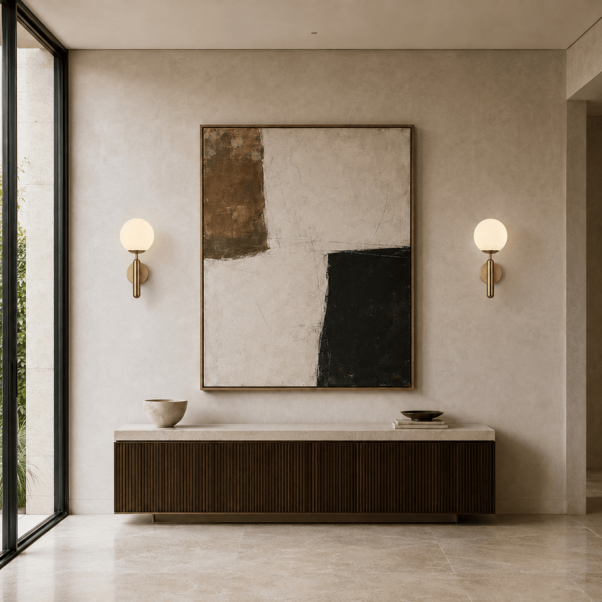Norven Living Orla Frosted Globe Wall Light – 35 cm