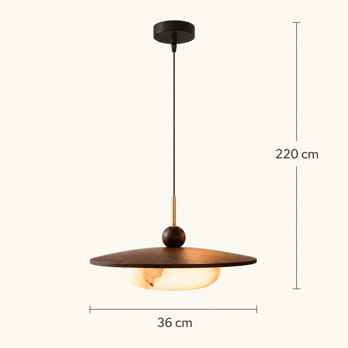 Norven Living Pendant Light Walnut Wood Glass Globe