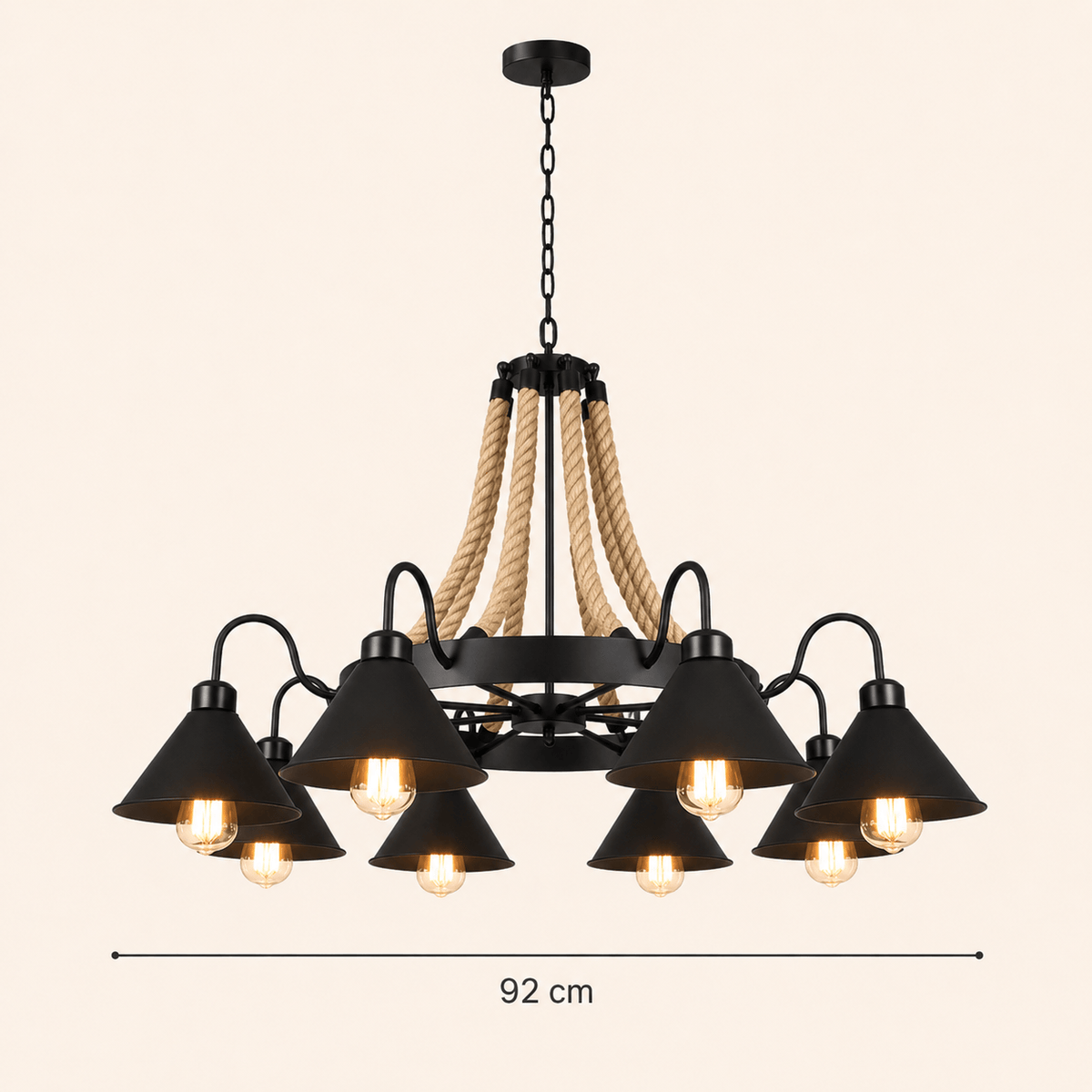 Norven Living Pendant Lights Iron Hemp Rope Industrial Vintage