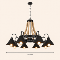 Norven Living Pendant Lights Iron Hemp Rope Industrial Vintage