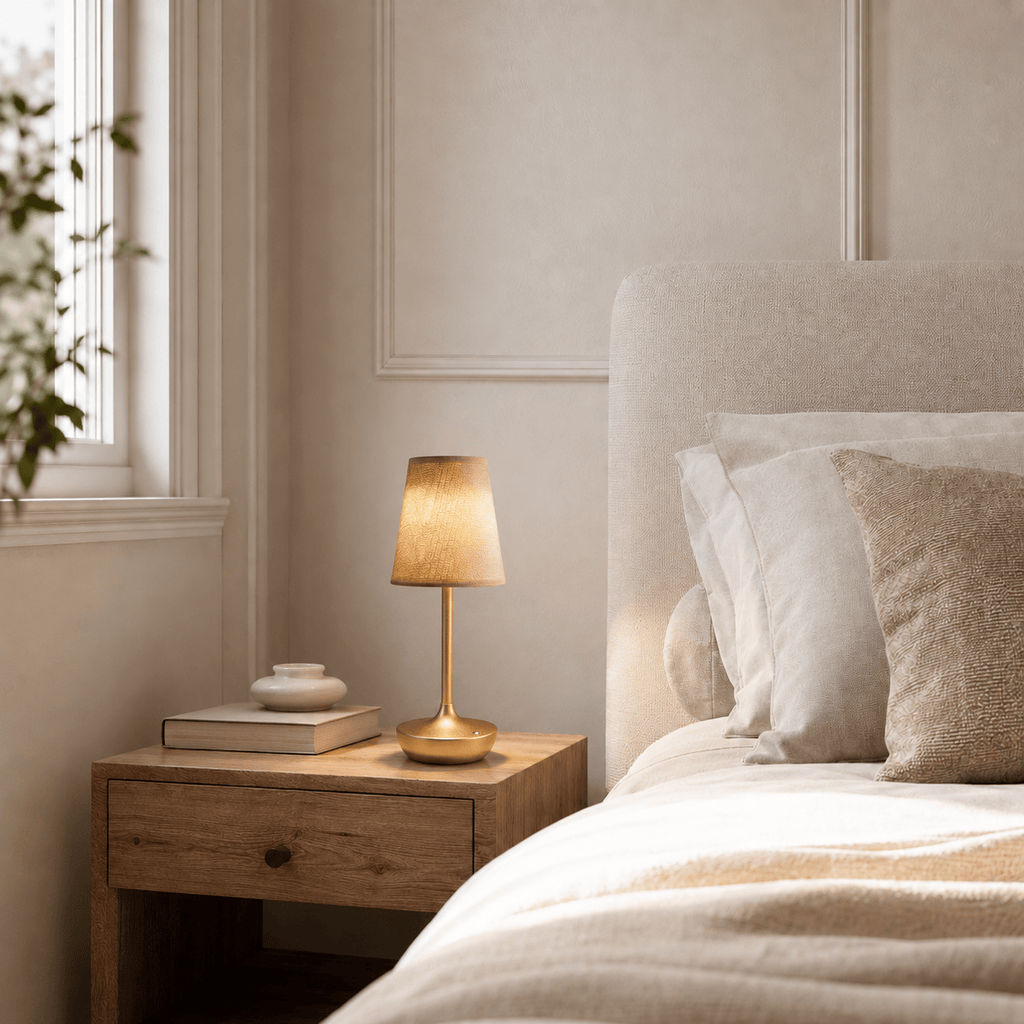Norven Living Rechargeable Cordless Table Lamp with Fabric Shade – Marlow