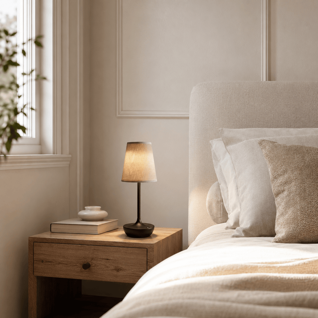Norven Living Rechargeable Cordless Table Lamp with Fabric Shade – Marlow