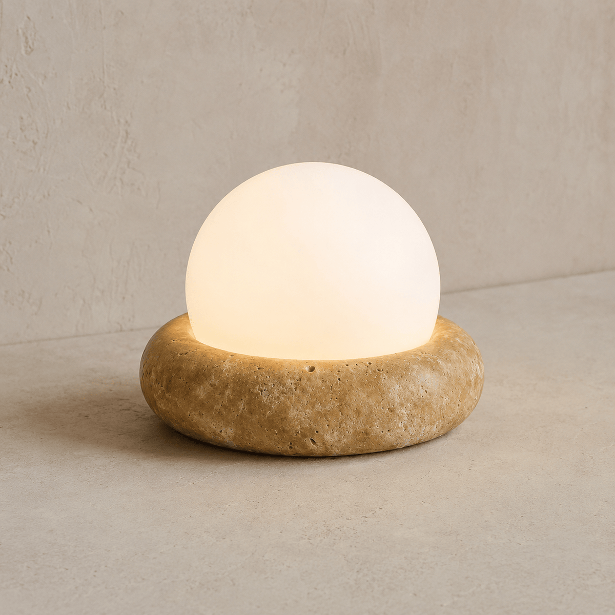 Norven Living Table Lamps Travertine Round