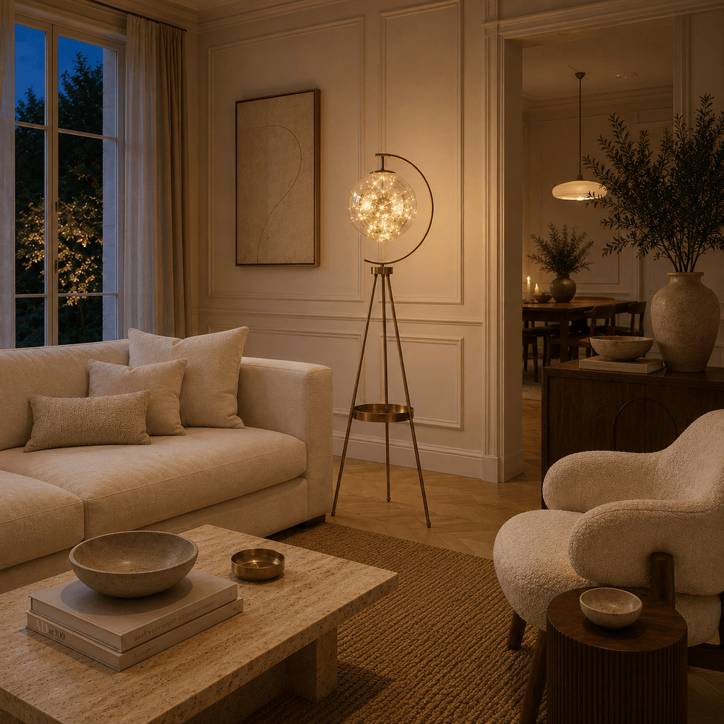 Norven Living Tripod Floor Lamps For Living Room Glass Ball