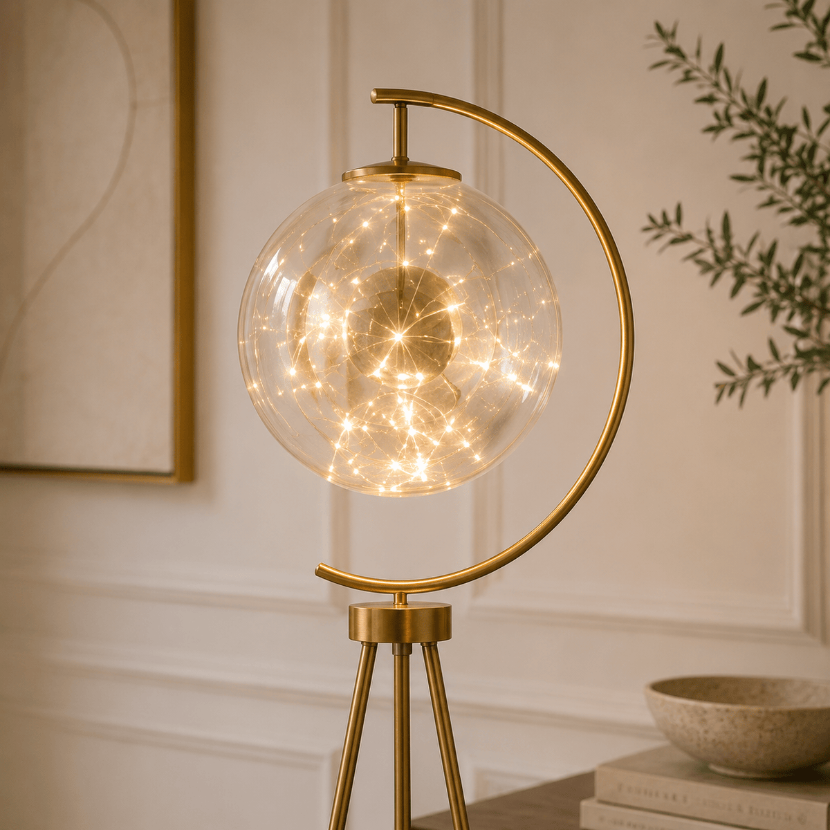 Norven Living Tripod Floor Lamps For Living Room Glass Ball