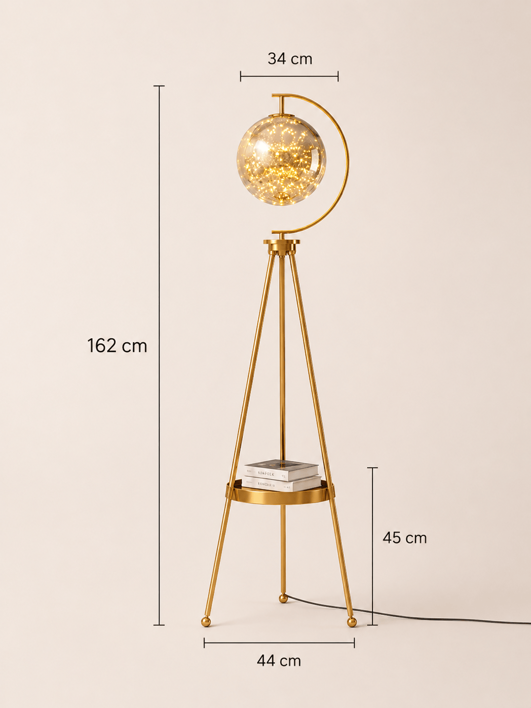 Norven Living Tripod Floor Lamps For Living Room Glass Ball