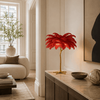Norven Living Unusual Floor Lamp Uk Feather Gold Branch Base
