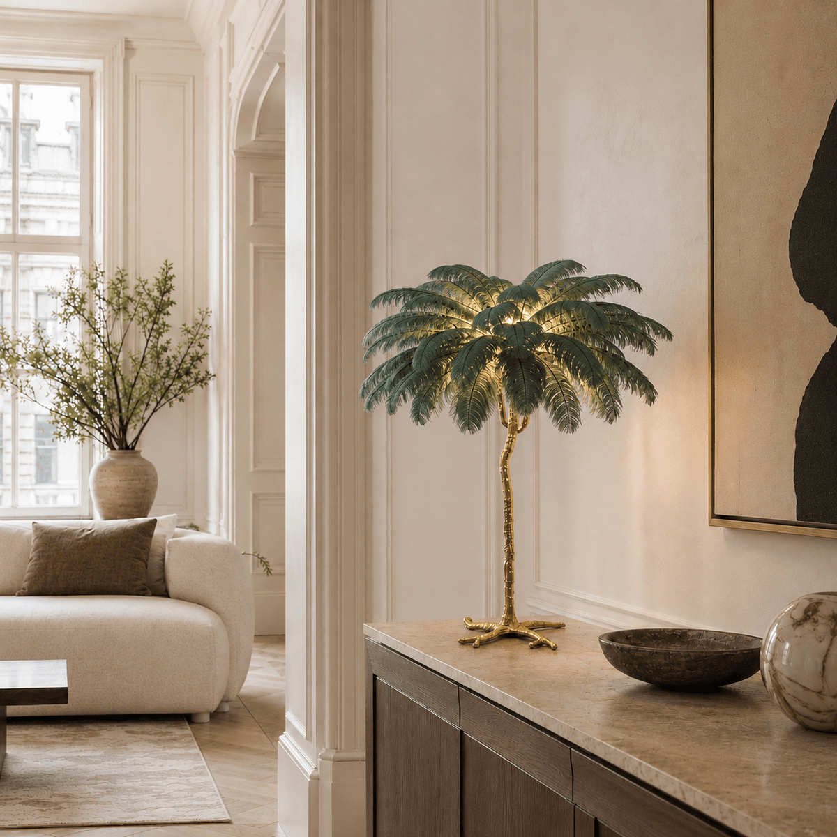 Norven Living Unusual Floor Lamp Uk Feather Gold Branch Base