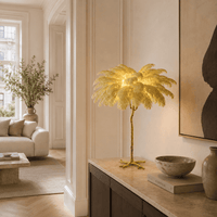 Norven Living Unusual Floor Lamp Uk Feather Gold Branch Base