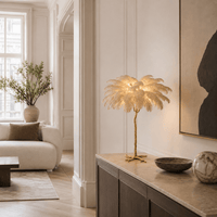 Norven Living Unusual Floor Lamp Uk Feather Gold Branch Base