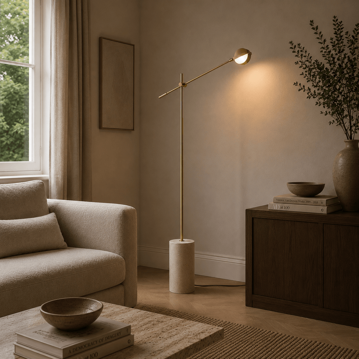 Norven Living Unusual Floor Lamps For Living Room Marble Base Gold Metal
