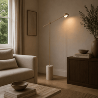 Norven Living Unusual Floor Lamps For Living Room Marble Base Gold Metal