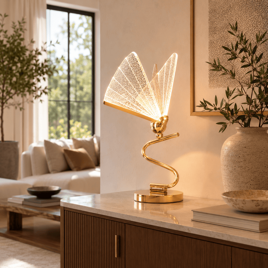 Norven Living Unusual Gold Floor Lamp Butterfly