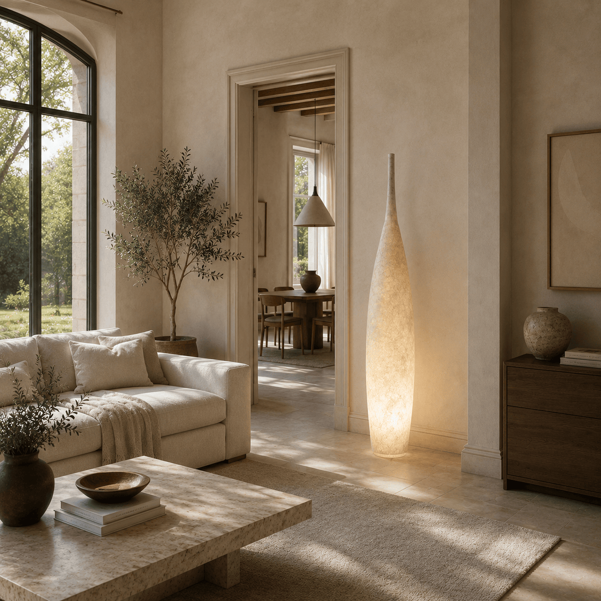 Norven Living Uplighter Floor Lamp Vase Shape Resin