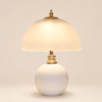 Norven Living USB-Powered Ceramic & Glass LED Bedside Table Lamp – Celeste