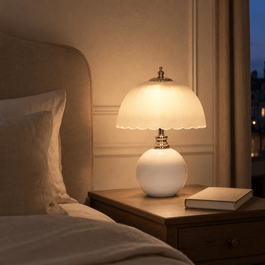 Norven Living USB-Powered Ceramic & Glass LED Bedside Table Lamp – Celeste