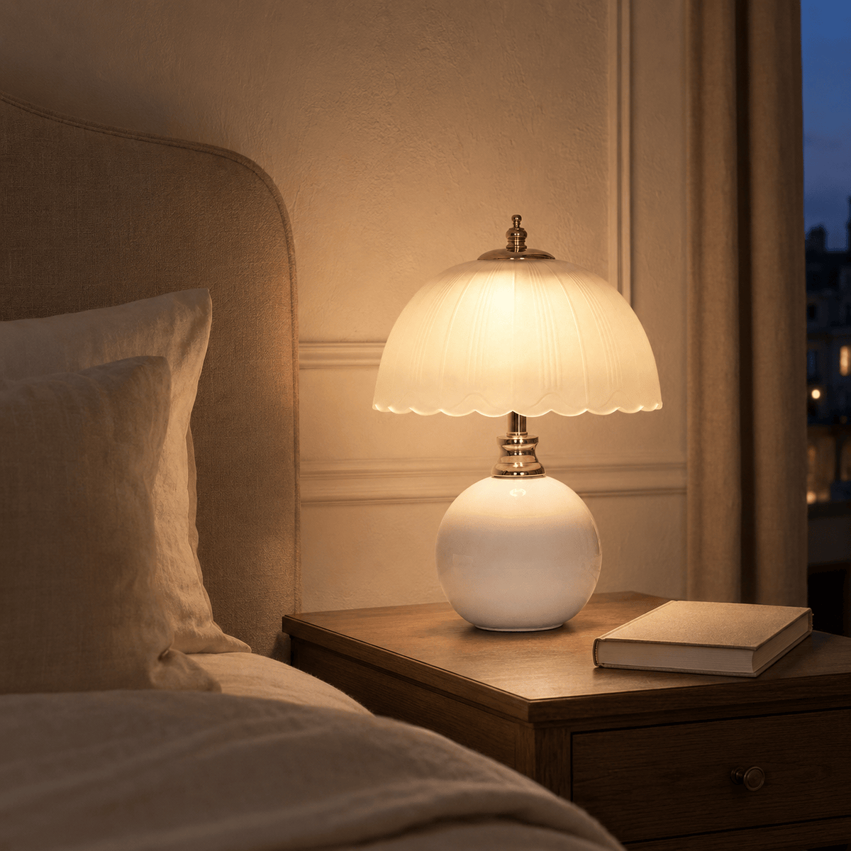 Norven Living USB-Powered Ceramic & Glass LED Bedside Table Lamp – Celeste