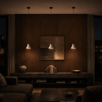 Norven Living Vela Sculptural Travertine Bell Pendant Light