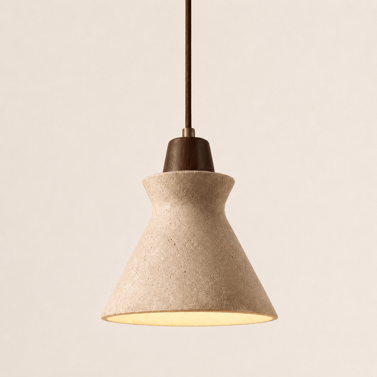 Norven Living Vela Sculptural Travertine Bell Pendant Light