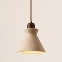 Norven Living Vela Sculptural Travertine Bell Pendant Light