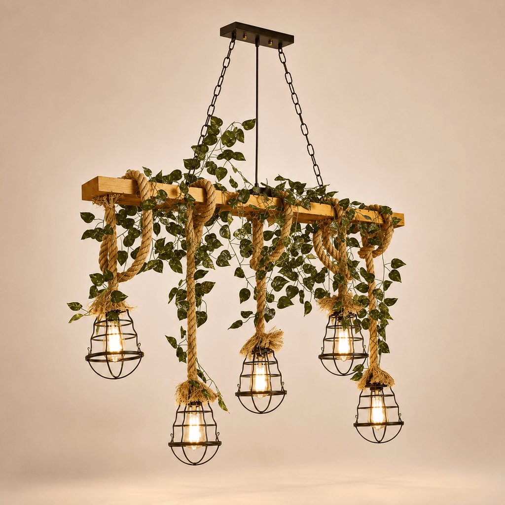 Norven Living Wooden Hemp Rope Chandelier
