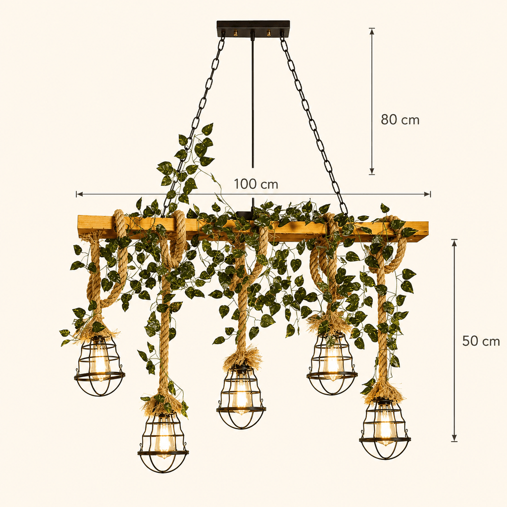 Norven Living Wooden Hemp Rope Chandelier